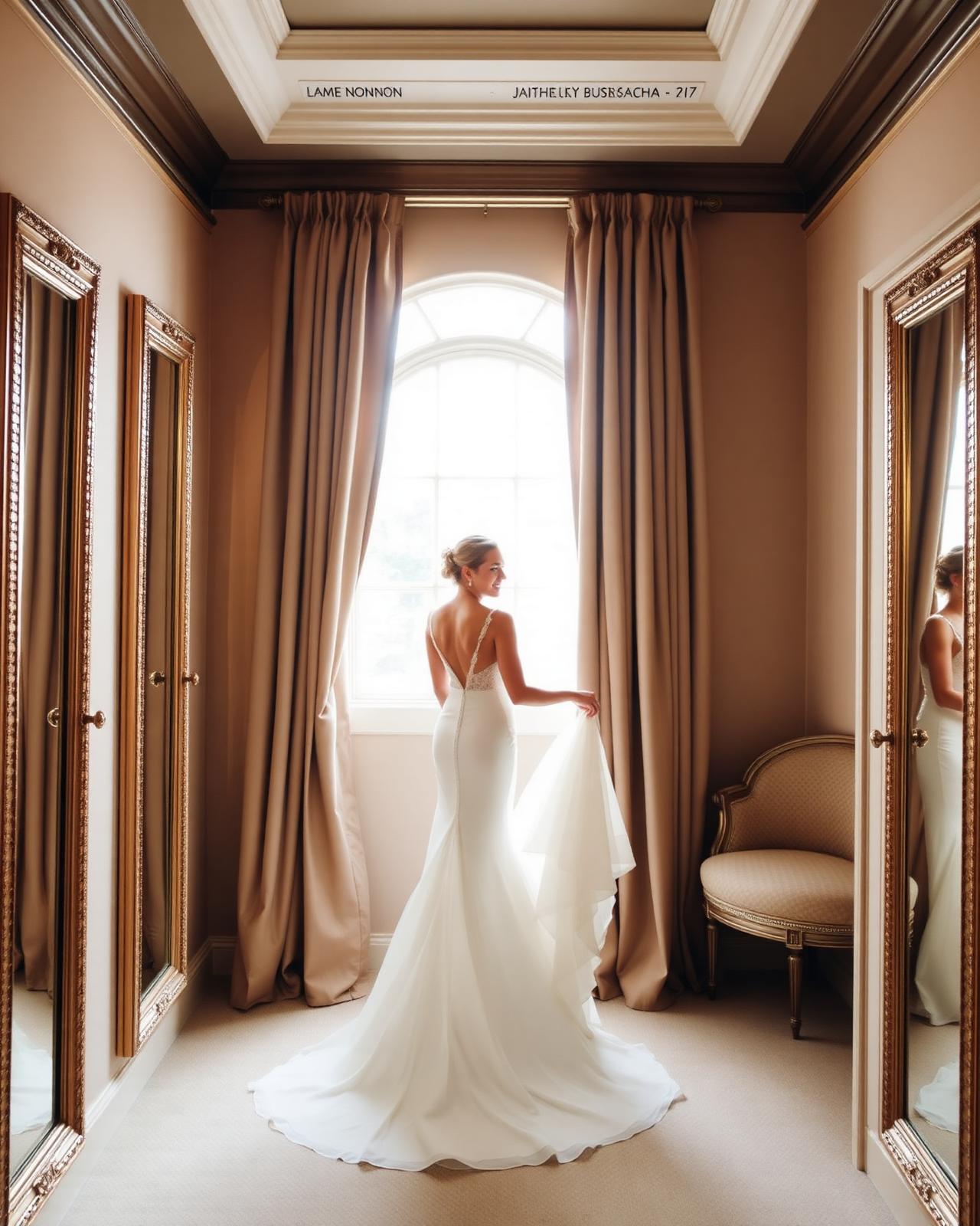 Bride in fitting room of Southern Elegance Bridal House