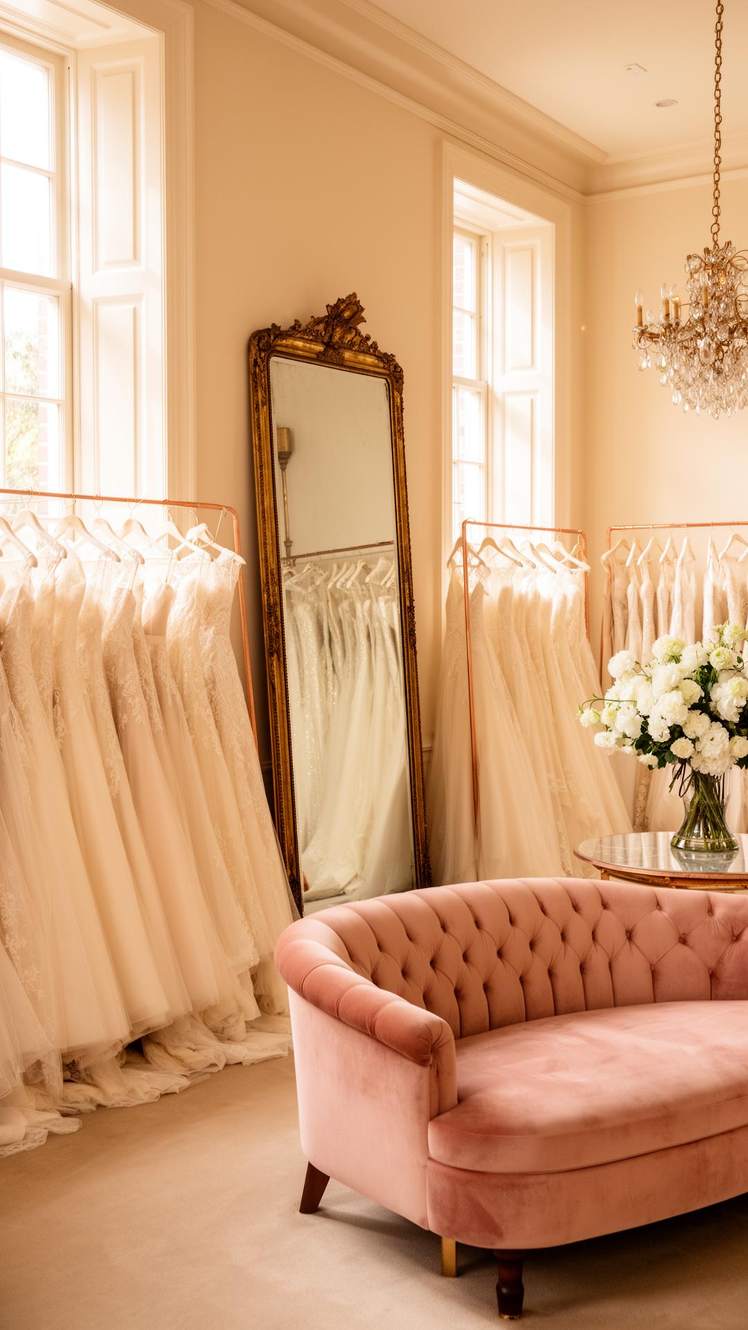 Interior of Southern Elegance Bridal House showing curated gown collection